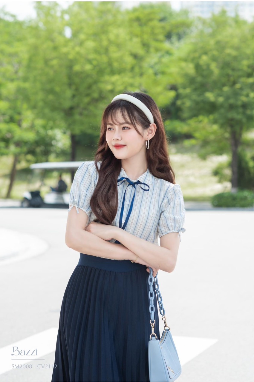 SM2008 - Sơ mi cổ sen ngắn tay